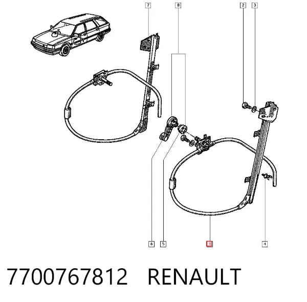 Mechanizm podnoszenia szyby drzwi przednich lewych Renault 21 L48