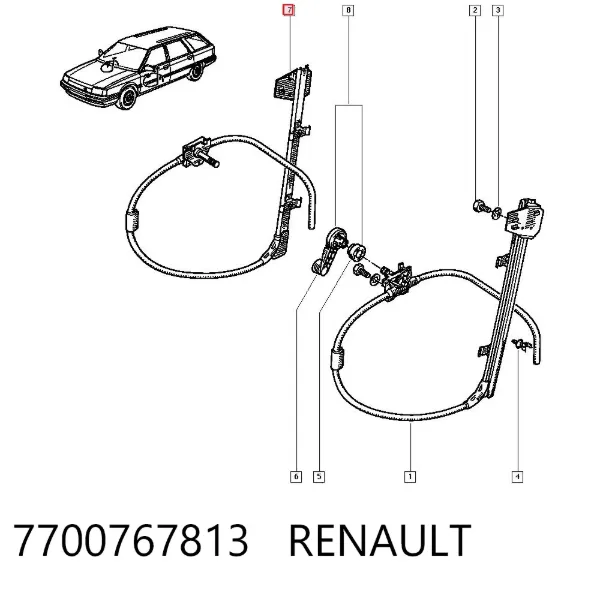 Mechanizm podnoszenia szyby drzwi przednich prawych Renault 21 L48