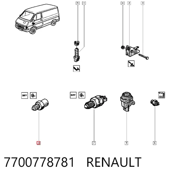 Czujnik włączania światła cofania 7700778781 Renault (RVI)