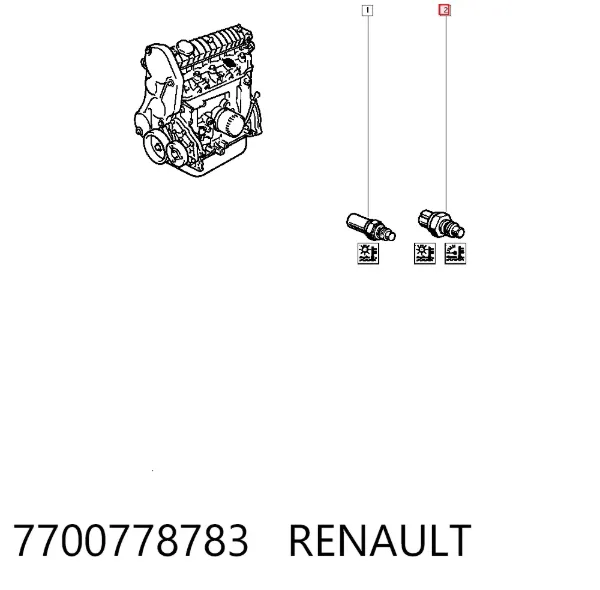 Czujnik temperatury płynu chłodzącego 7700778783 Renault (RVI)