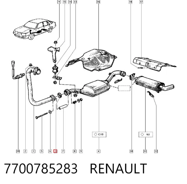 Pierścień kolektora wydechowego 7700785283 Renault (RVI)
