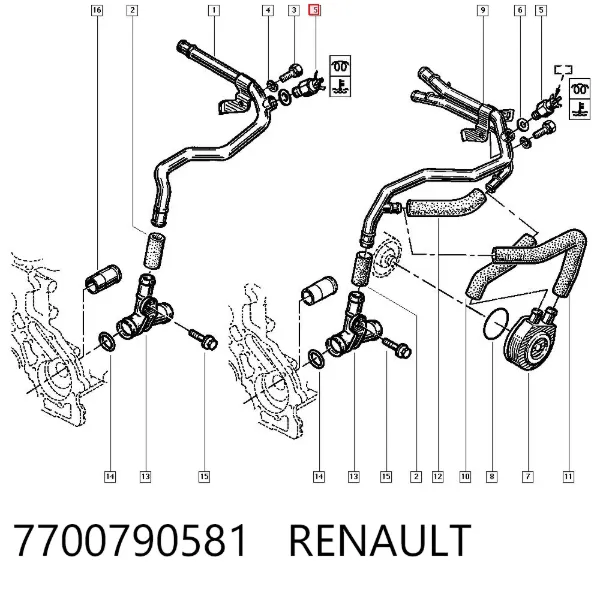 Czujnik temperatury płynu chłodzącego 7700790581 Renault (RVI)