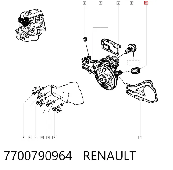 Chłodnica silnika 7700790964 Renault (RVI)