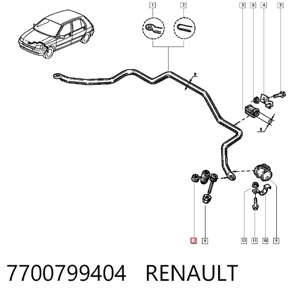 Łącznik stabilizatora przedniego 7700799404 Renault (RVI)