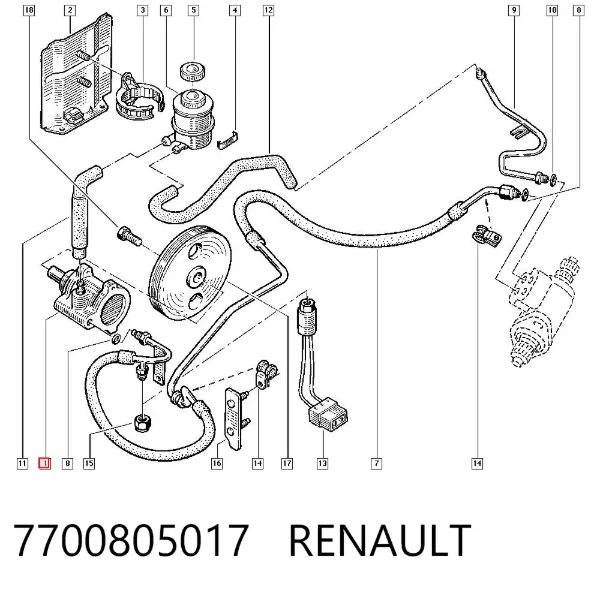 Pompa wspomagania hydraulicznego kierownicy 7700805017 Renault (RVI)
