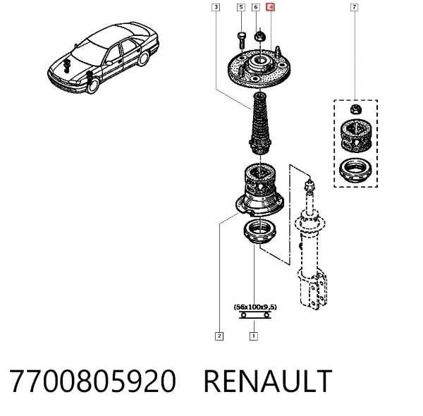 Poduszka amortyzatora przedniego 7700805920 Renault (RVI)