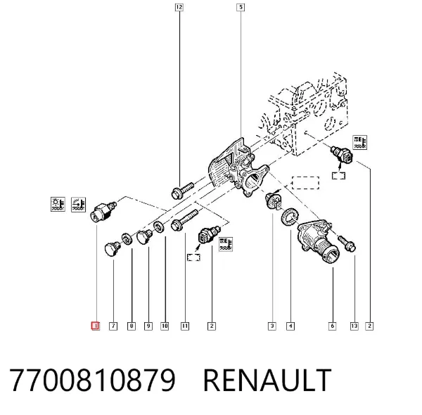 Czujnik temperatury płynu chłodzącego 7700810879 Renault (RVI)