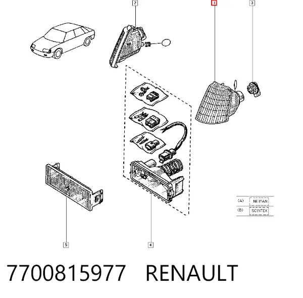 Kierunkowskaz lewy 7700815977 Renault (RVI)