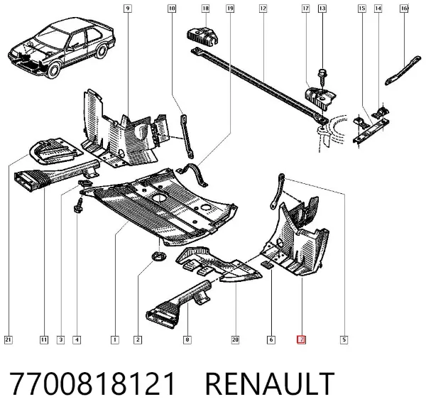 Nadkole błotnika przedniego lewe 7700818121 Renault (RVI)