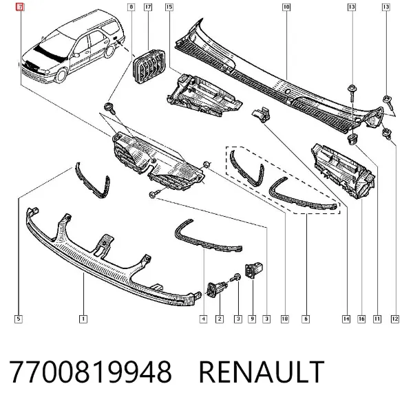 Atrapa chłodnicy 7700819948 Renault (RVI)