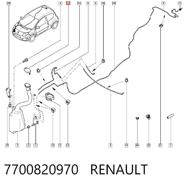 Korek zbiornika spryskiwacza 7700820970 Renault (RVI)