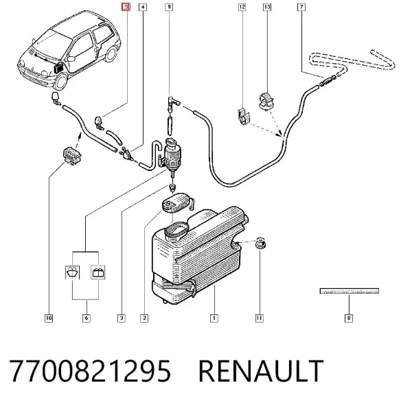 Dysza spryskiwacza szyby przedniej Renault Twingo I