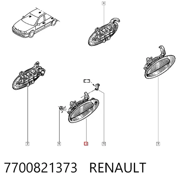 Klamka drzwi przednich zewnętrzna lewa 7700821373 Renault (RVI)