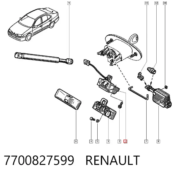 Zamek klapy bagażnika (3/5 drzwi tylnych) Renault Megane I
