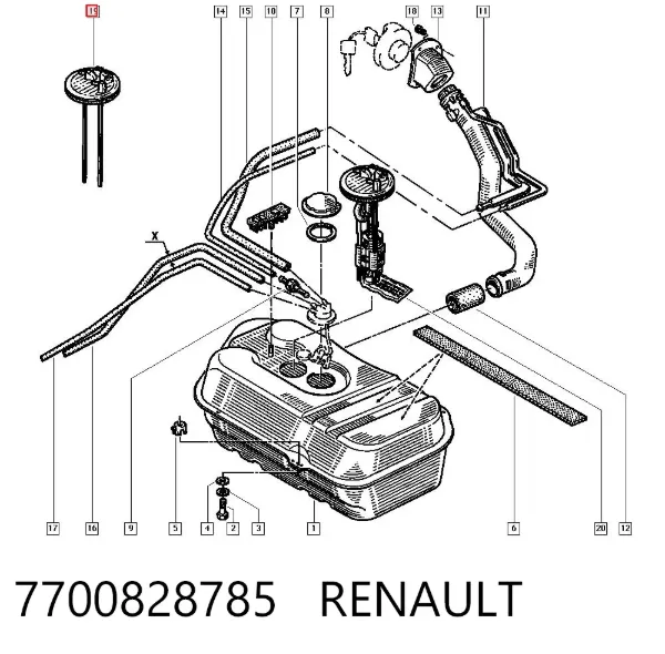 Moduł pompy paliwowej z czujnikiem poziomu paliwa 7700828785 Renault (RVI)