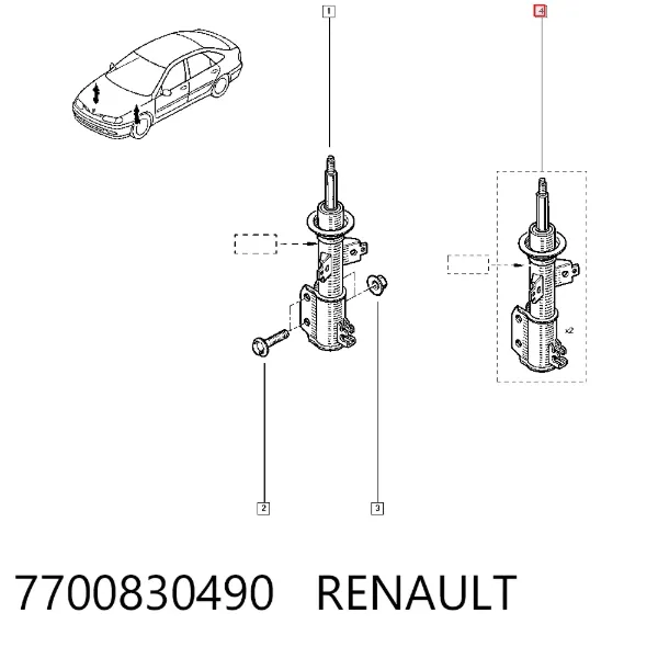 Amortyzator przedni 7700830490 Renault (RVI)