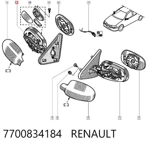 Lusterko wsteczne prawe 7700834184 Renault (RVI)