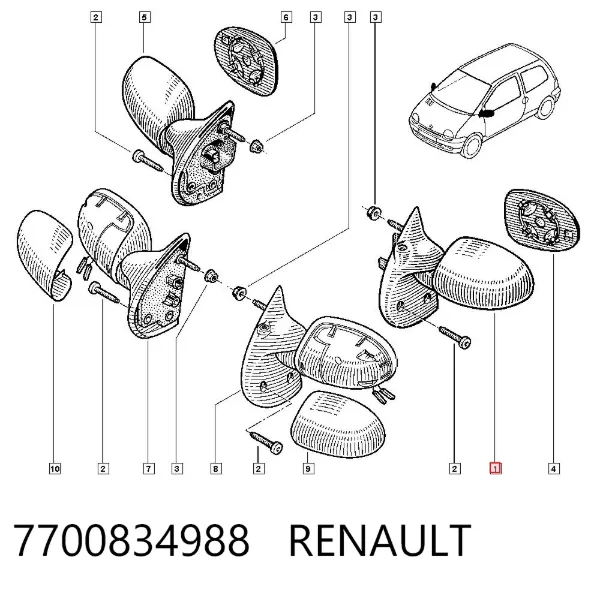 Lusterko wsteczne lewe Renault Twingo I