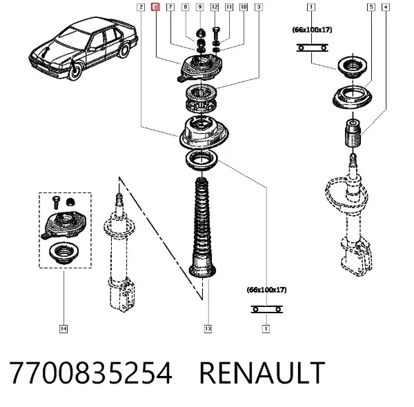 Poduszka amortyzatora przedniego 7700835254 Renault (RVI)