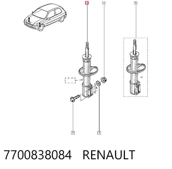 Amortyzator przedni 7700838084 Renault (RVI)