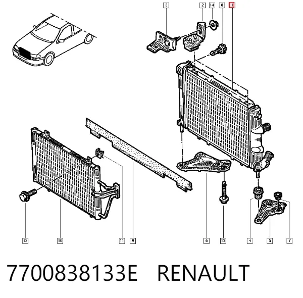 Chłodnica silnika 7700838133E Renault (RVI)