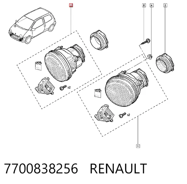 Lampa przeciwmgielna prawa 7700838256 Renault (RVI)