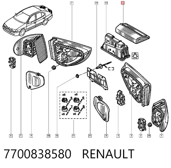 Lampa stop tylna dodatkowa Renault Megane I