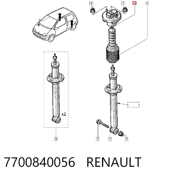 Poduszka amortyzatora tylnego 7700840056 Renault (RVI)