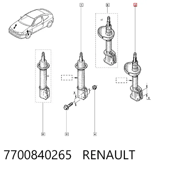 Amortyzator przedni 7700840265 Renault (RVI)