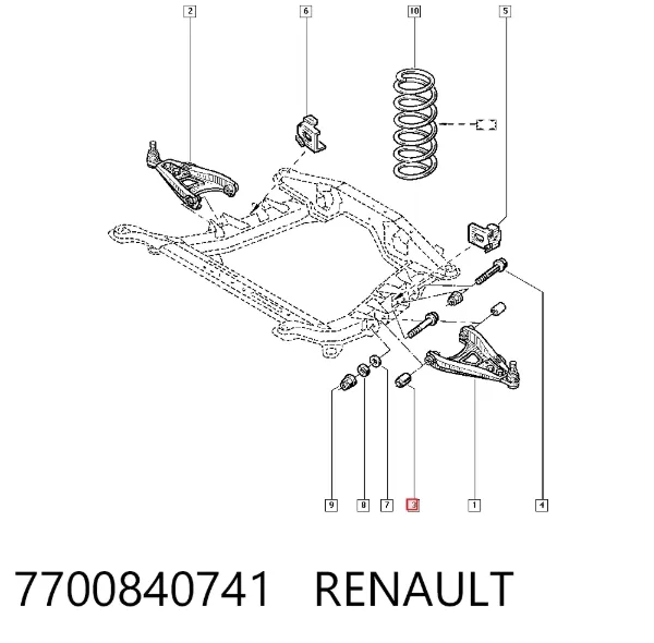 Silentblock przedniego wahacza dolnego 7700840741 Renault (RVI)