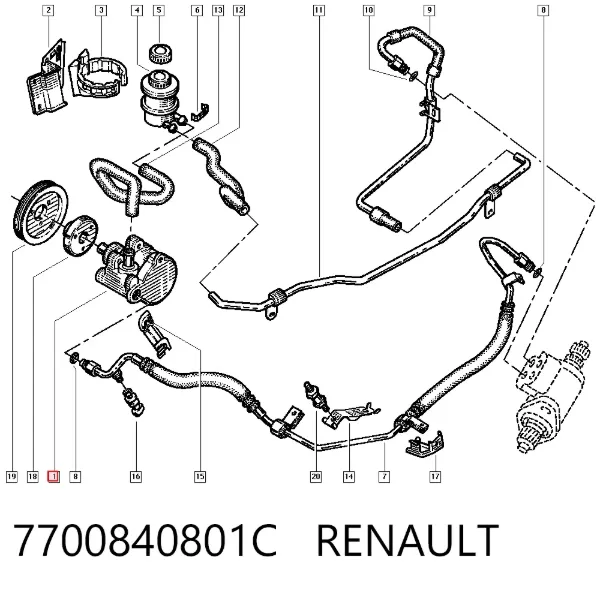 Pompa wspomagania hydraulicznego kierownicy 7700840801C Renault (RVI)