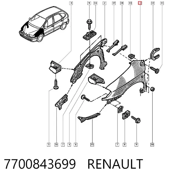 Błotnik przedni lewy Renault Megane SCENIC