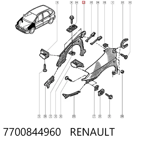 Błotnik przedni prawy Renault Megane SCENIC