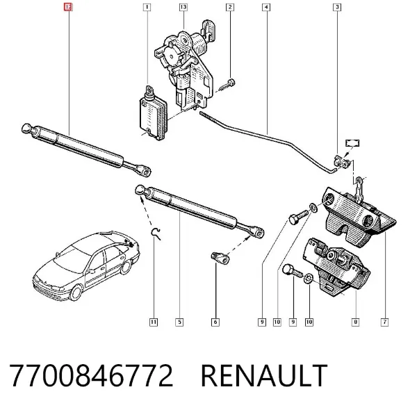 Amortyzator klapy bagażnika (3/5 drzwi-tylnych) 7700846772 Renault (RVI)