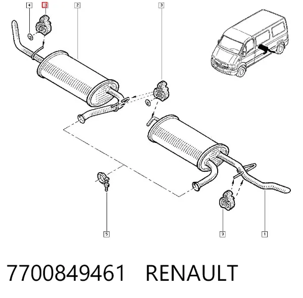 Poduszka mocowania tłumika 7700849461 Renault (RVI)