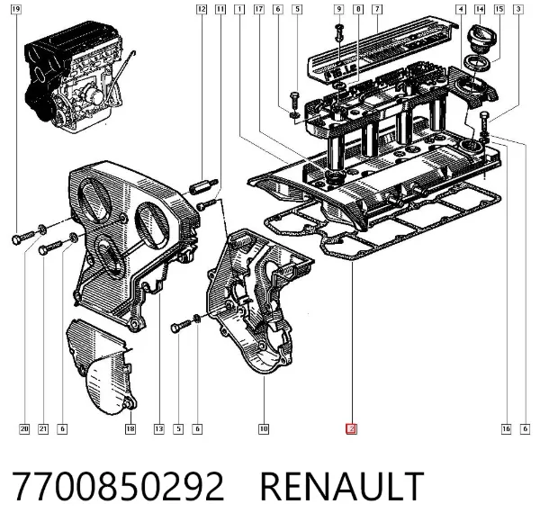 Uszczelka pokrywy zaworowej silnika 7700850292 Renault (RVI)