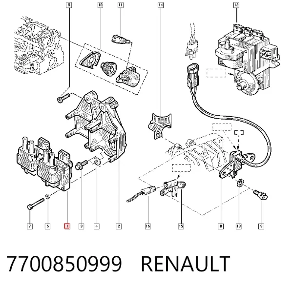 Cewka zapłonowa 7700850999 Renault (RVI)