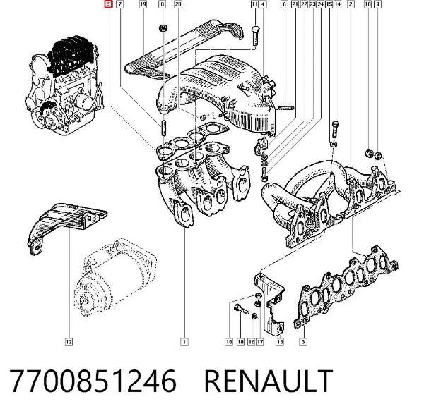 Uszczelka kolektora ssącego 7700851246 Renault (RVI)