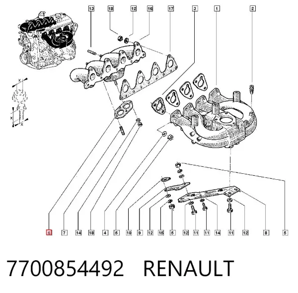 Uszczelka rury odbiornika tłumika 7700854492 Renault (RVI)