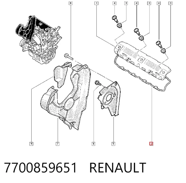 Uszczelka pokrywy zaworowej silnika 7700859651 Renault (RVI)