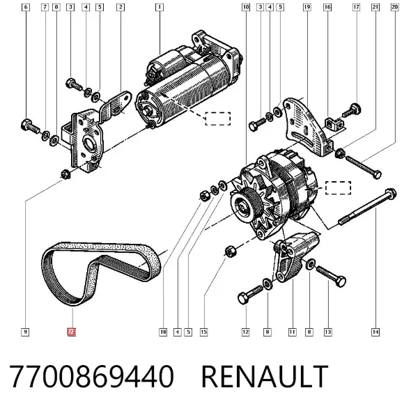 Pas napędowy mechanizmów 7700869440 Renault (RVI)