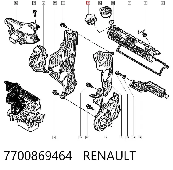 Korek wlewu oleju 7700869464 Renault (RVI)