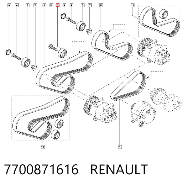 Rolka napinacza paska napędowego 7700871616 Renault (RVI)