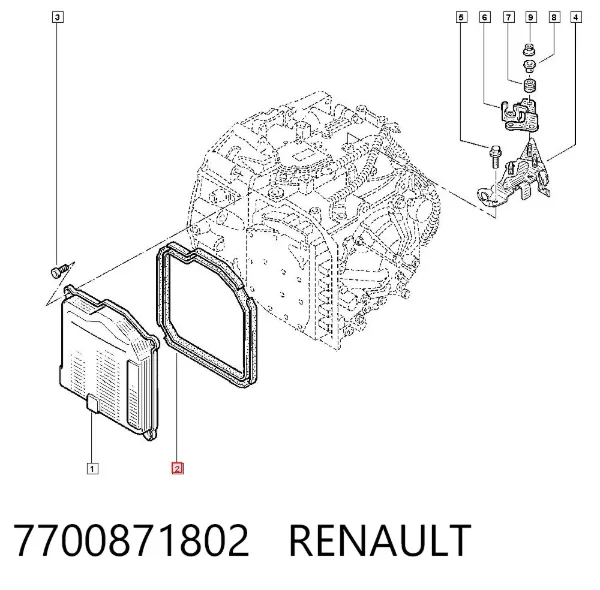 Uszczelka miski automatycznej/mechanicznej skrzyni biegów 7700871802 Renault (RVI)
