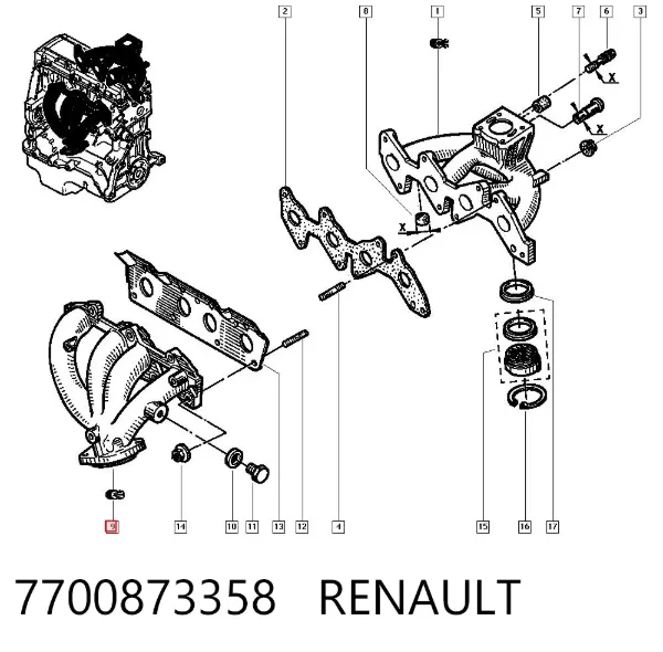 Kolektor wydechowy 7700873358 Renault (RVI)