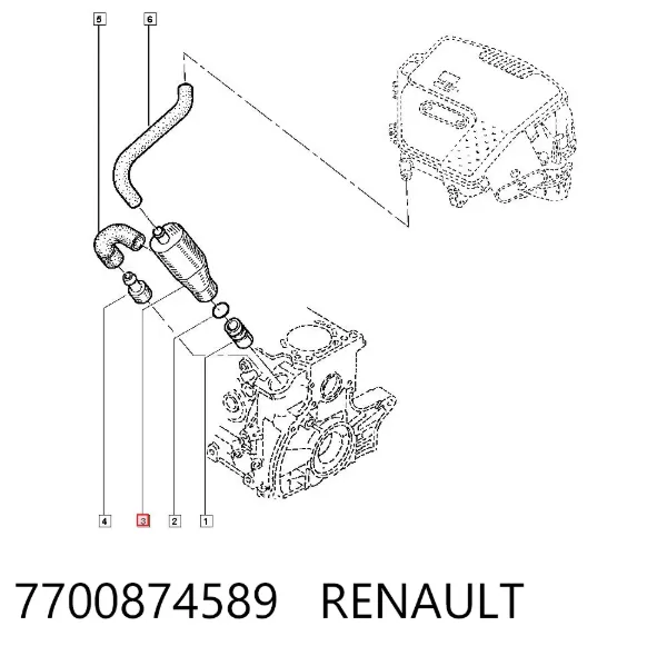 Zawór PCV odpowietrzający silnik 7700874589 Renault (RVI)