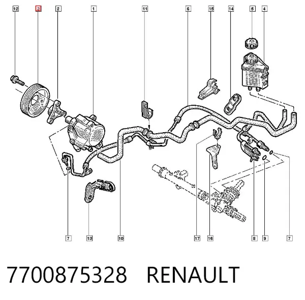 Koło pasowe pompy wspomagania hydraulicznego 7700875328 Renault (RVI)