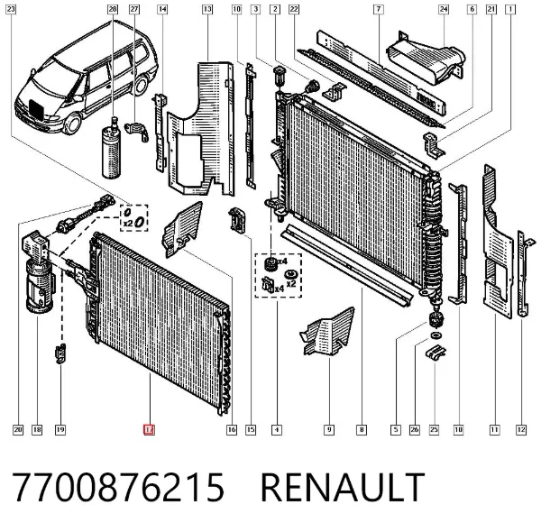 Chłodnica klimatyzacji 7700876215 Renault (RVI)