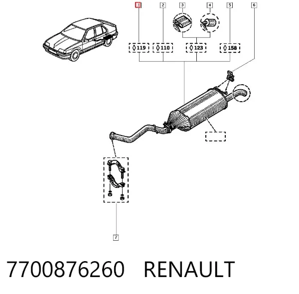 Tłumik, tylna część 7700876260 Renault (RVI)