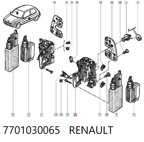 Zamek drzwi przednich lewych Renault 19 II